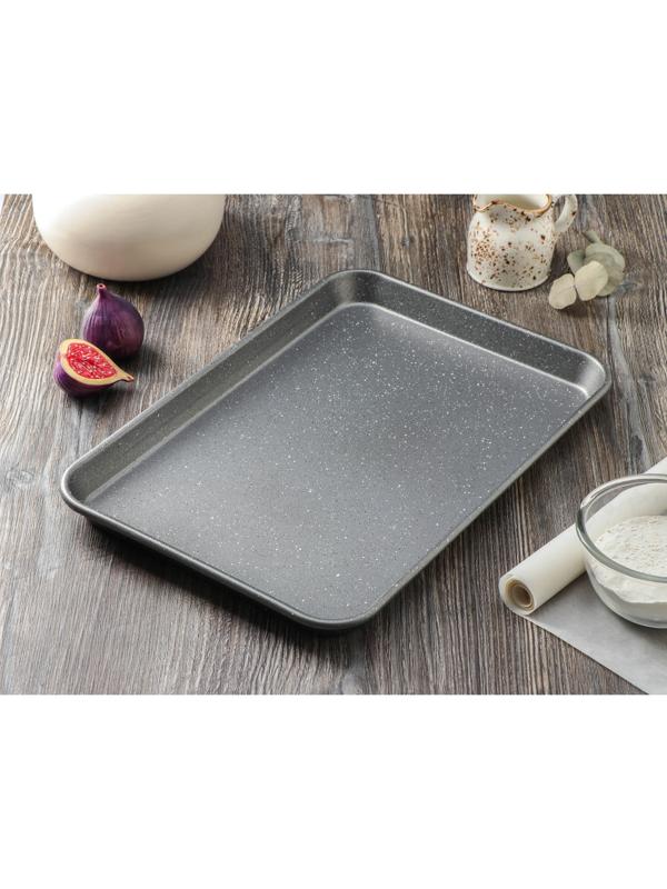 Противень Magistro Gourmet Range, 39,5×26,8×2,6 см, толщина 0,6 мм, антипригарное покрытие, цвет серый