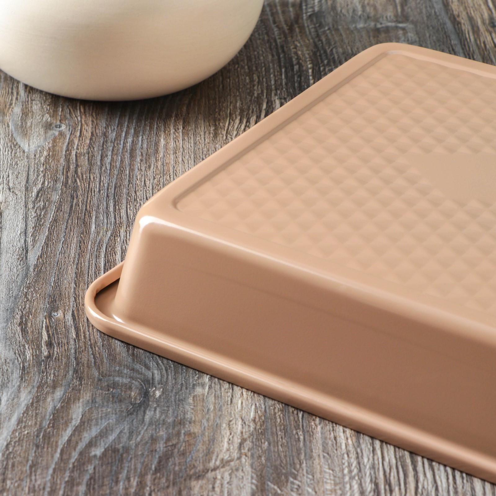 Противень Magistro Shiny Diamond, 25,3×25,3×5 см, толщина 0,6 мм, антипригарное покрытие, цвет коричневый