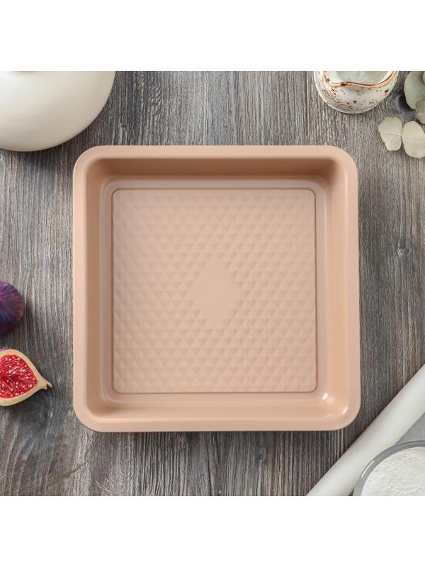 Противень Magistro Shiny Diamond, 25,3×25,3×5 см, толщина 0,6 мм, антипригарное покрытие, цвет коричневый