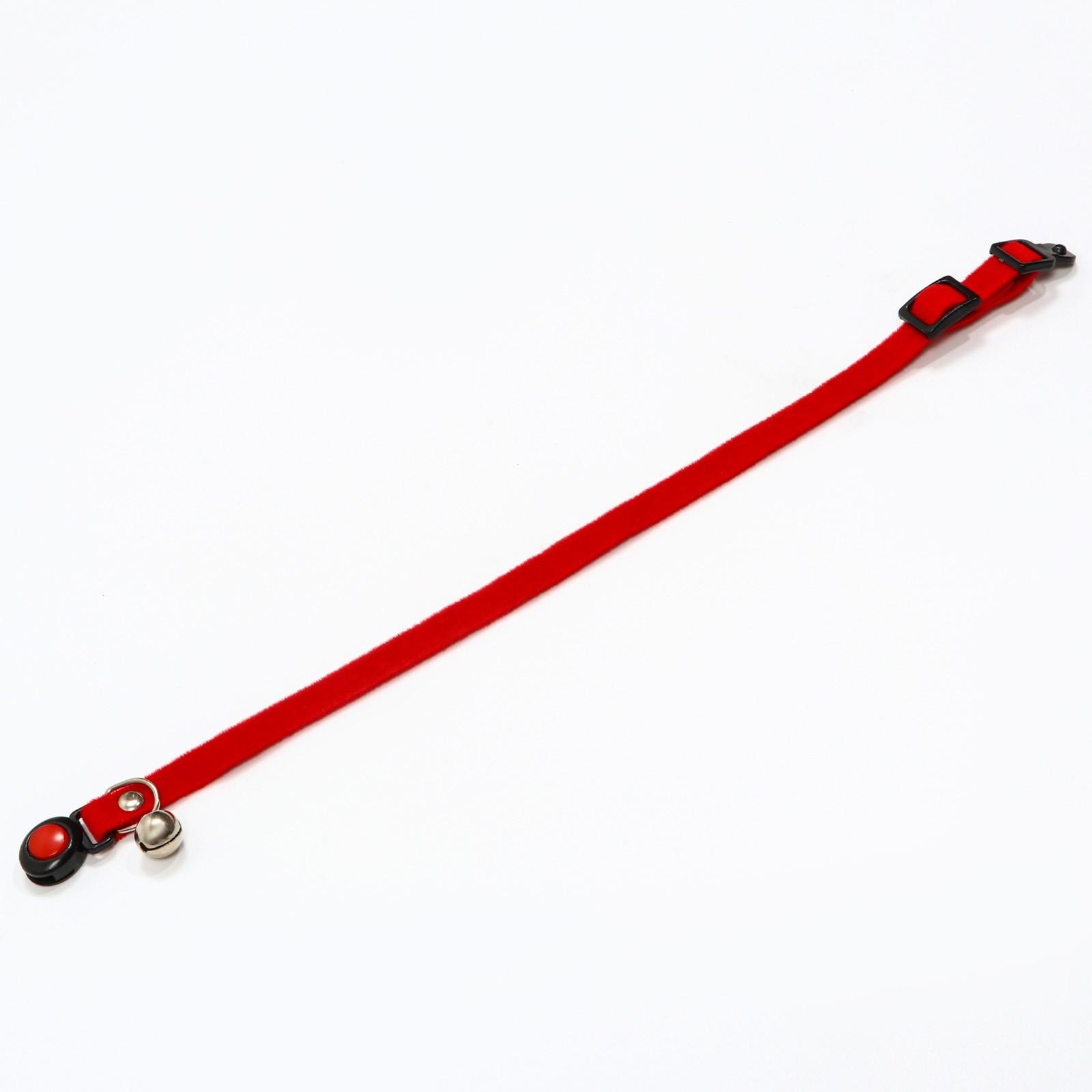 Ошейник кошачий мягкий с бубенчиком, 30 х 1 см, текстиль, красный