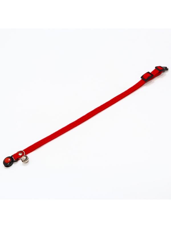 Ошейник кошачий мягкий с бубенчиком, 30 х 1 см, текстиль, красный