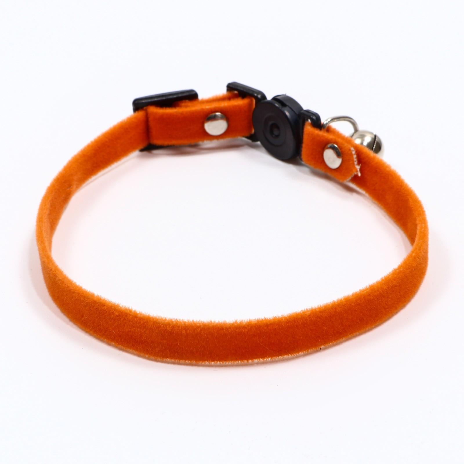 Ошейник кошачий мягкий с бубенчиком, 30 х 1 см, текстиль, оранжевый