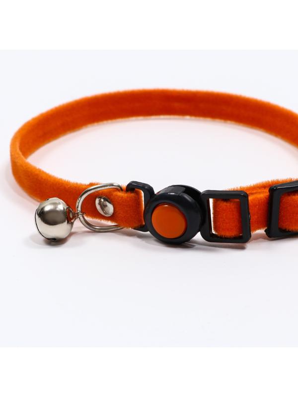 Ошейник кошачий мягкий с бубенчиком, 30 х 1 см, текстиль, оранжевый