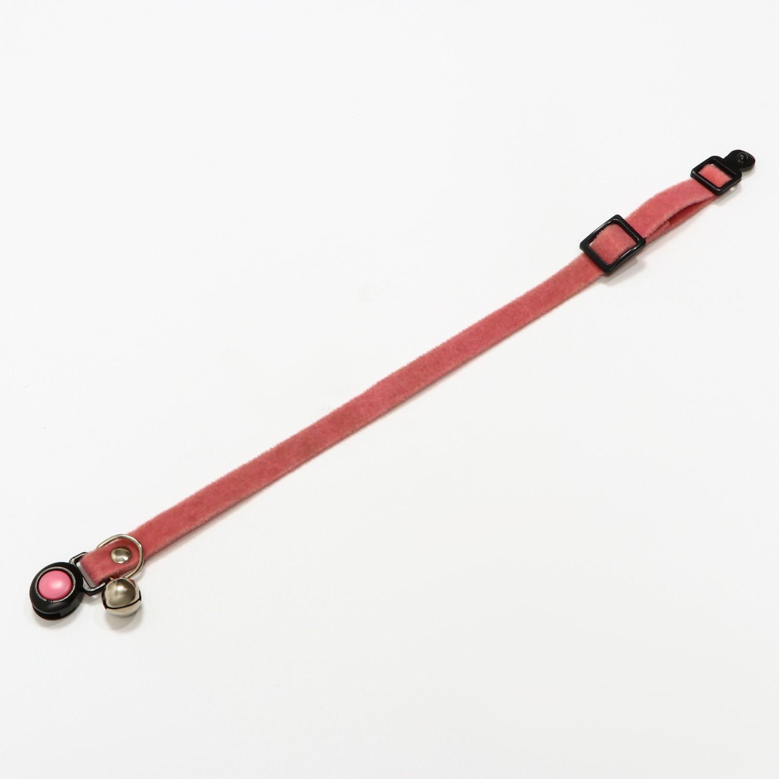 Ошейник кошачий мягкий с бубенчиком, 30 х 1 см, текстиль, розовый