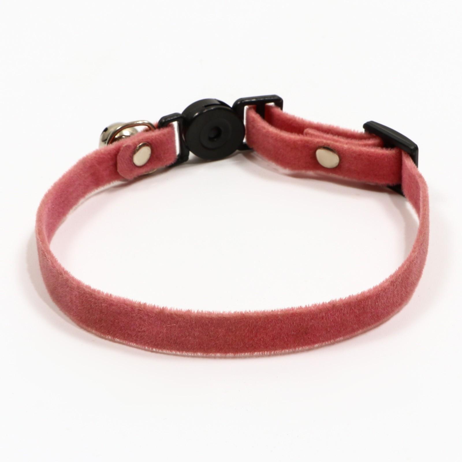 Ошейник кошачий мягкий с бубенчиком, 30 х 1 см, текстиль, розовый