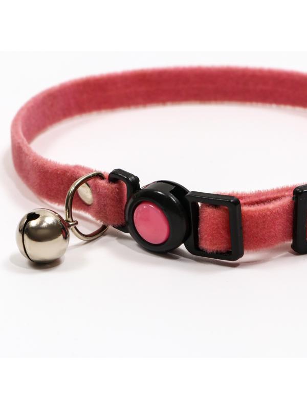 Ошейник кошачий мягкий с бубенчиком, 30 х 1 см, текстиль, розовый