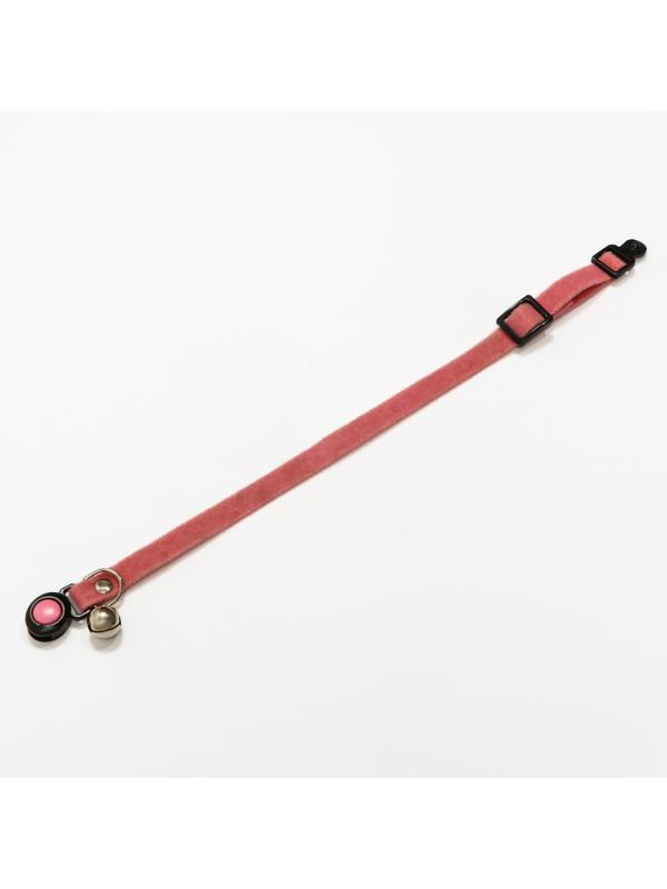 Ошейник кошачий мягкий с бубенчиком, 30 х 1 см, текстиль, розовый