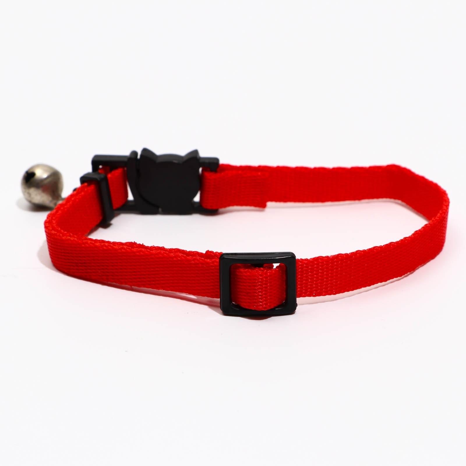 Ошейник кошачий с бубенчиком, 30 х 1 см, полиэстер, красный