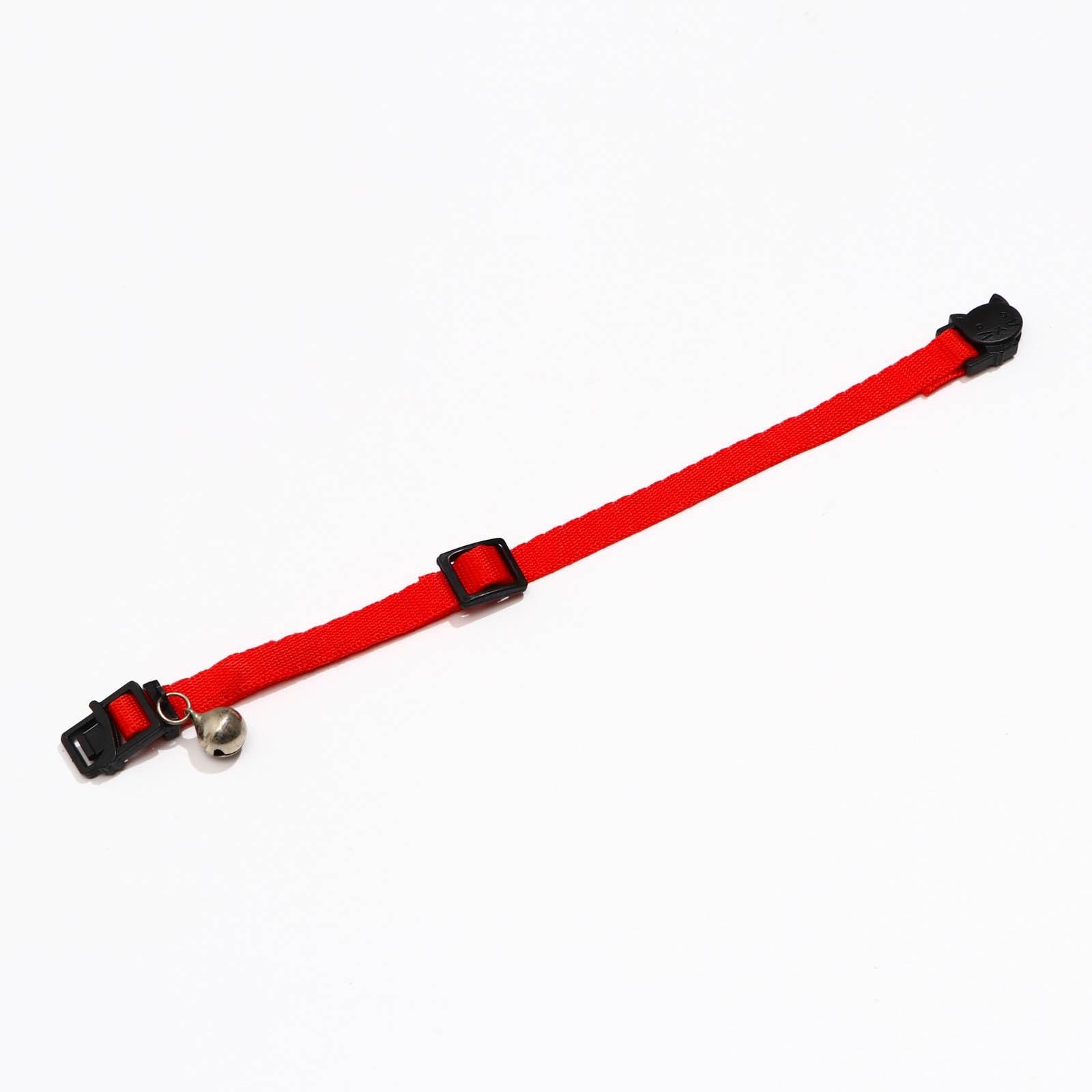 Ошейник кошачий с бубенчиком, 30 х 1 см, полиэстер, красный