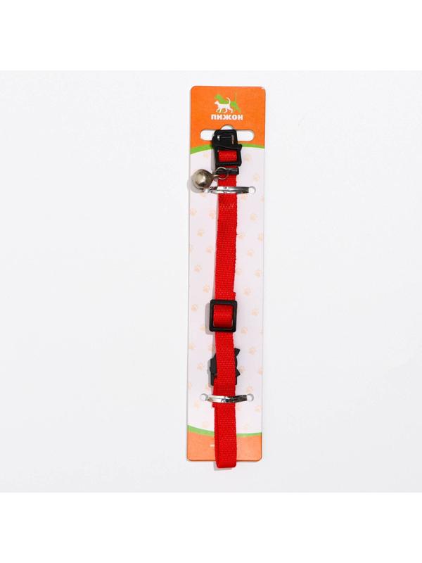 Ошейник кошачий с бубенчиком, 30 х 1 см, полиэстер, красный