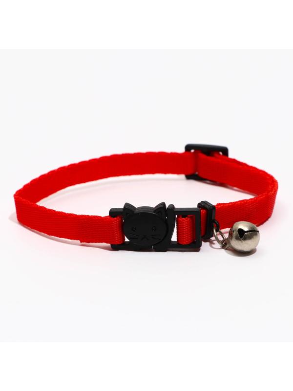 Ошейник кошачий с бубенчиком, 30 х 1 см, полиэстер, красный