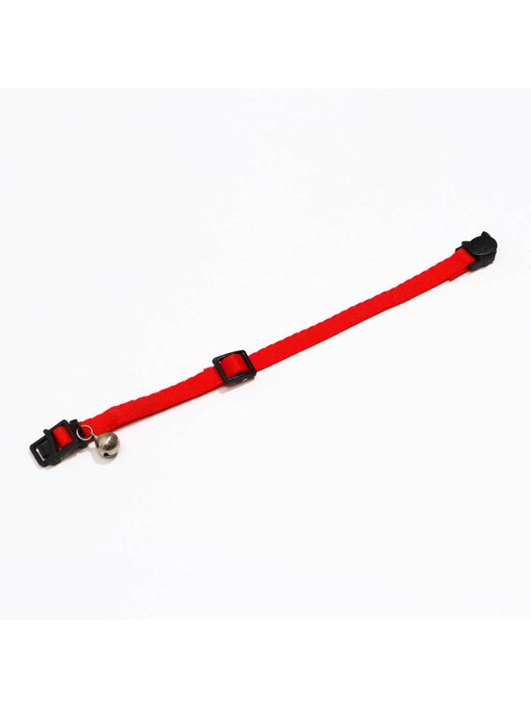 Ошейник кошачий с бубенчиком, 30 х 1 см, полиэстер, красный