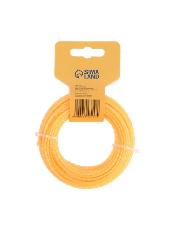 Леска для триммера ТУНДРА, сечение витой квадрат, d=2.4 мм, 15 м, нейлон