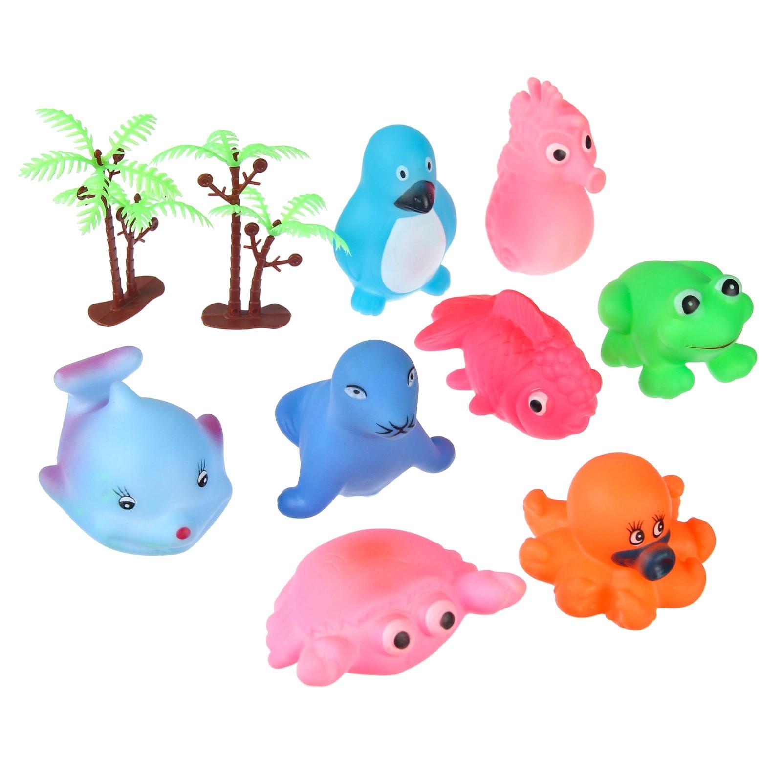 Набор игрушек для игры в ванне «На острове», с пищалкой, 8 шт