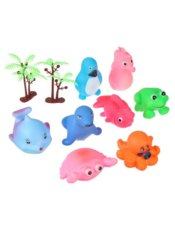 Набор игрушек для игры в ванне «На острове», с пищалкой, 8 шт