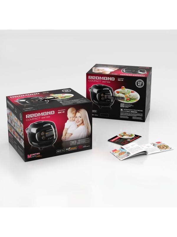Мультиварка REDMOND RMC-03, 350 Вт, 2 л, 9 программ, керамическое покрытие, чёрная