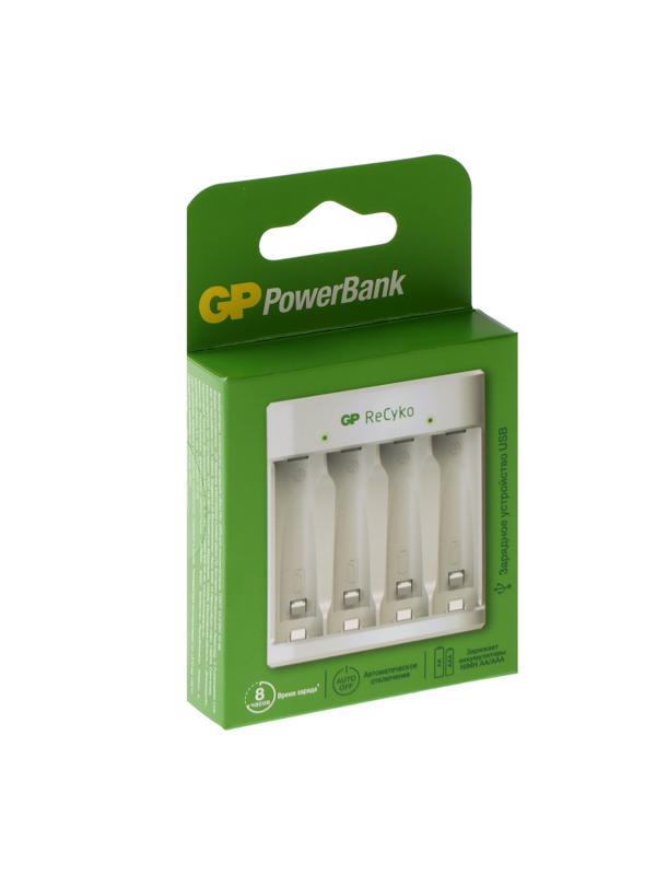 Зарядное устройство GP E411, для аккумуляторов 4хAA/AAA, белый