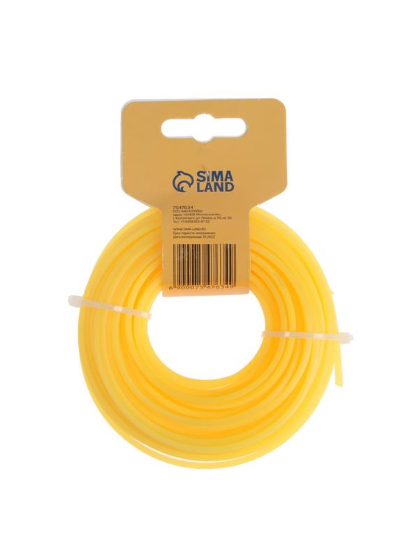 Леска для триммера ТУНДРА, сечение квадрат, d=4 мм, 15 м, нейлон