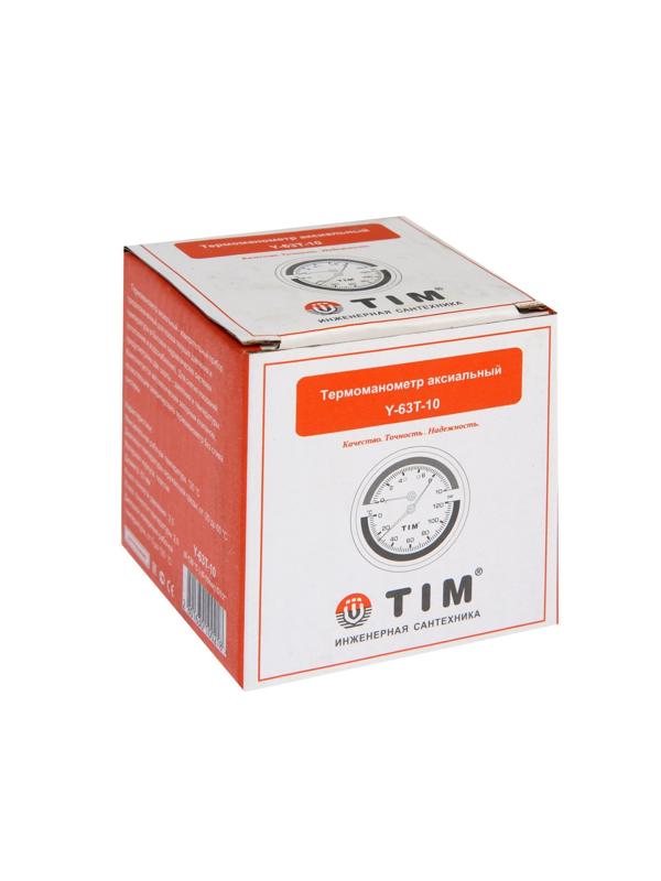 Термоманометр TIM Y-63T-10, аксиальный, Дк 63 мм, 10 бар, 120°С