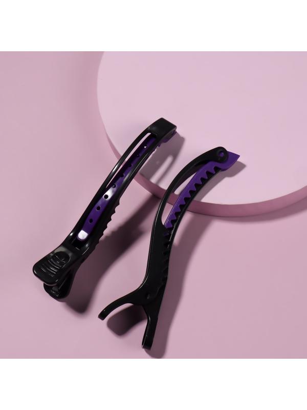 Набор зажимов для волос, 12 см, 2 шт, цвет МИКС/чёрный