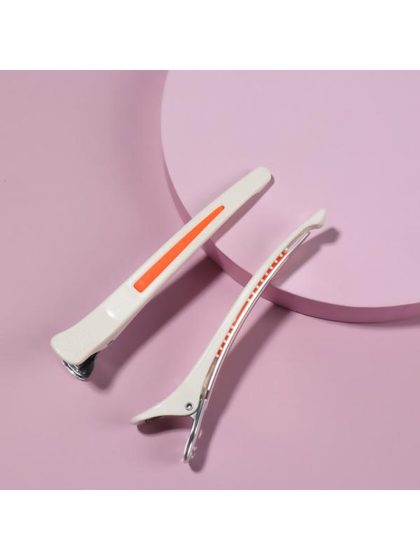 Набор зажимов для волос, с силиконовой вставкой, 11,2 см, 2 шт, цвет МИКС