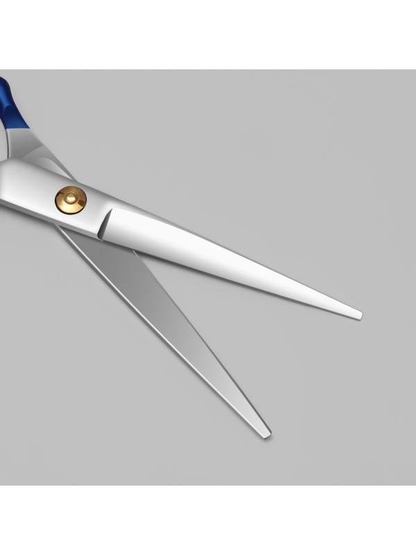 Ножницы парикмахерские с упором «Premium», лезвие — 6,5 см, цвет серебристый/синий