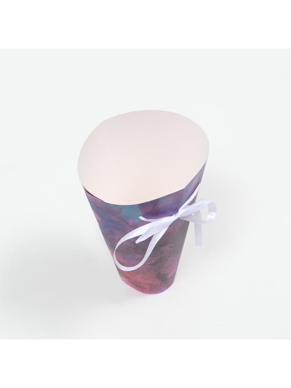 Коробка для цветов круглая на лентах Фиолет 24 × 28 см