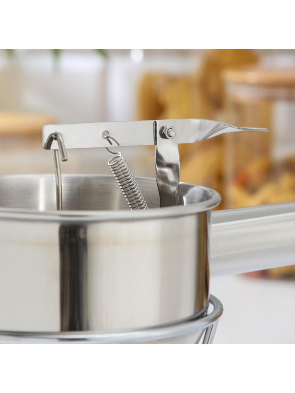 Воронка-дозатор механическая KONFINETTA, 19,5×16,2×12 см, диаметр воронки 11,6 см, выход 8 мм, нержавеющая сталь