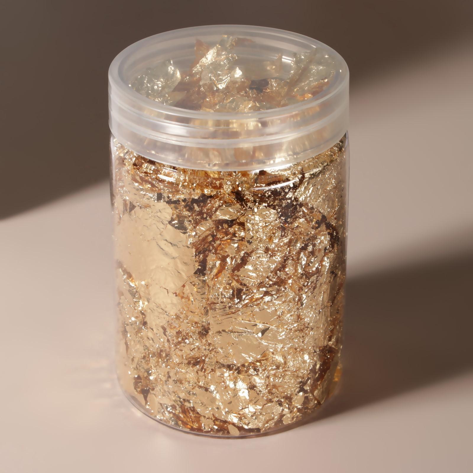 Поталь для декора, 3 гр, в пластиковой банке, цвет золотистый
