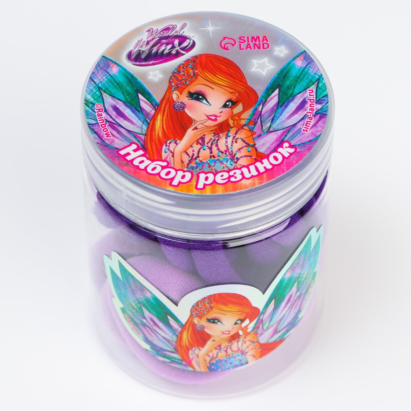 Набор резинок для волос в банке 20 шт, фиолетовые, WINX