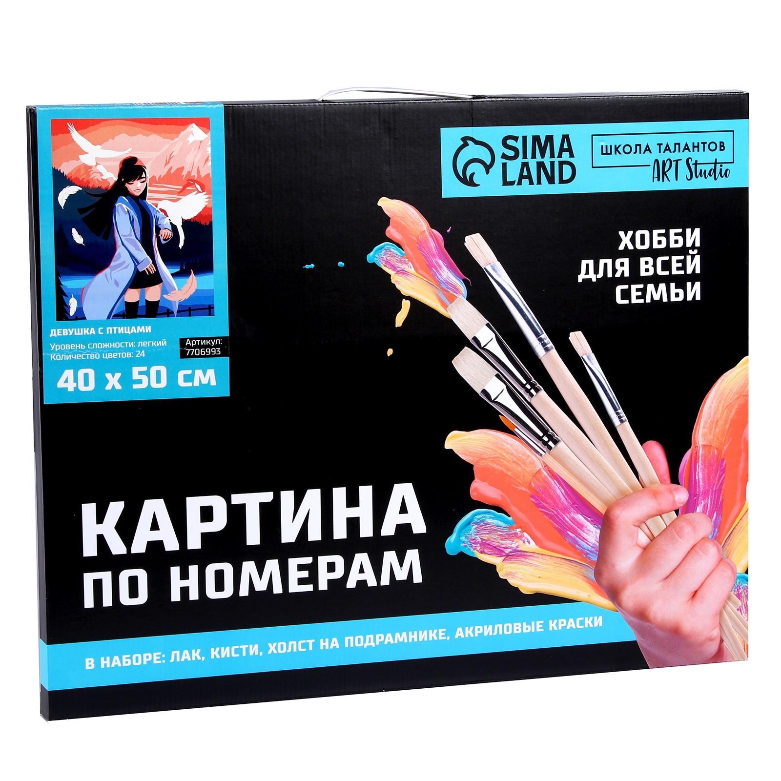 Картина по номерам на холсте с подрамником «Девушка с птицами» 40х50 см