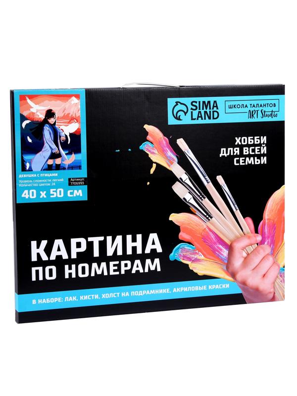 Картина по номерам на холсте с подрамником «Девушка с птицами» 40х50 см