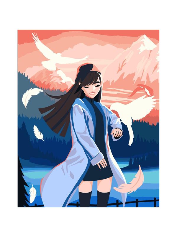 Картина по номерам на холсте с подрамником «Девушка с птицами» 40х50 см