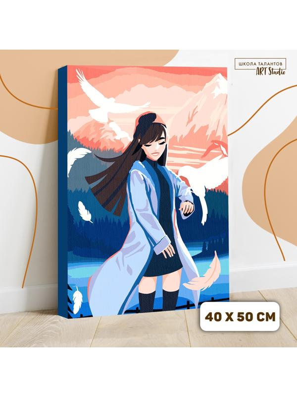 Картина по номерам на холсте с подрамником «Девушка с птицами» 40х50 см