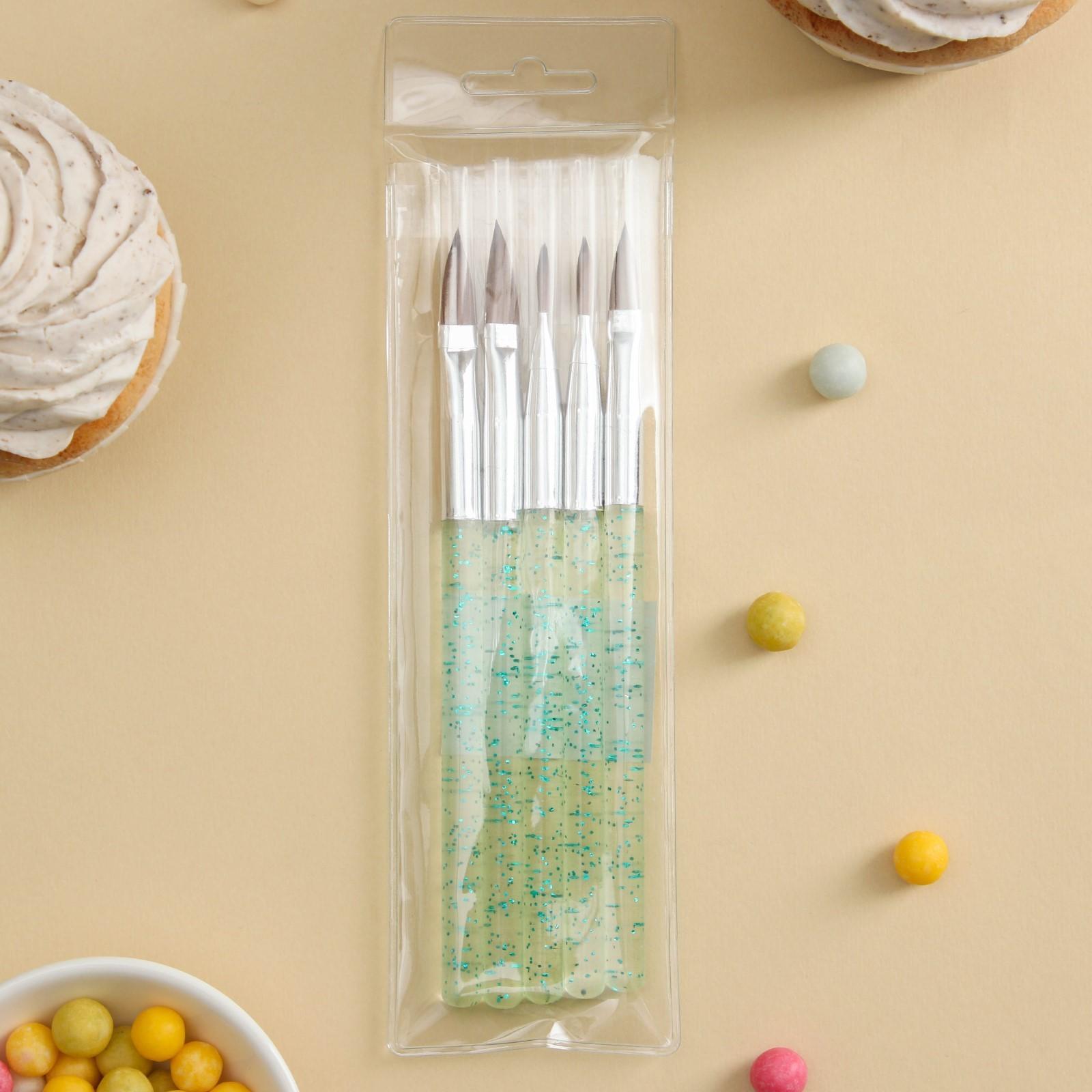 Набор кондитерских кисточек для декорирования «Сияние», 5 шт