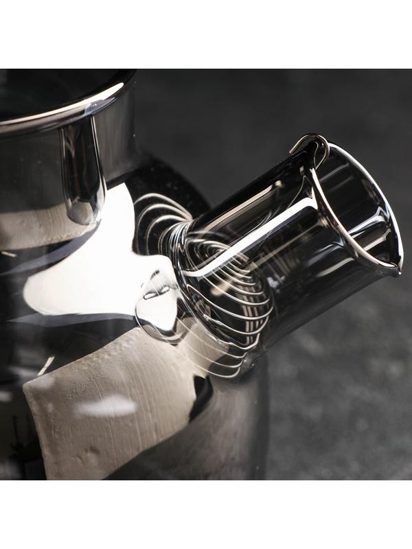 Чайник стеклянный заварочный «Глори», 1 л, с металлическим ситом, цвет серый