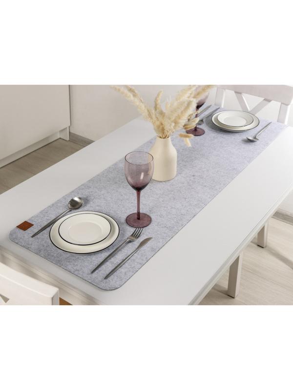 Дорожка на стол Доляна «Грэй», 40×150 см, толщина 4 мм, цвет светло-серый