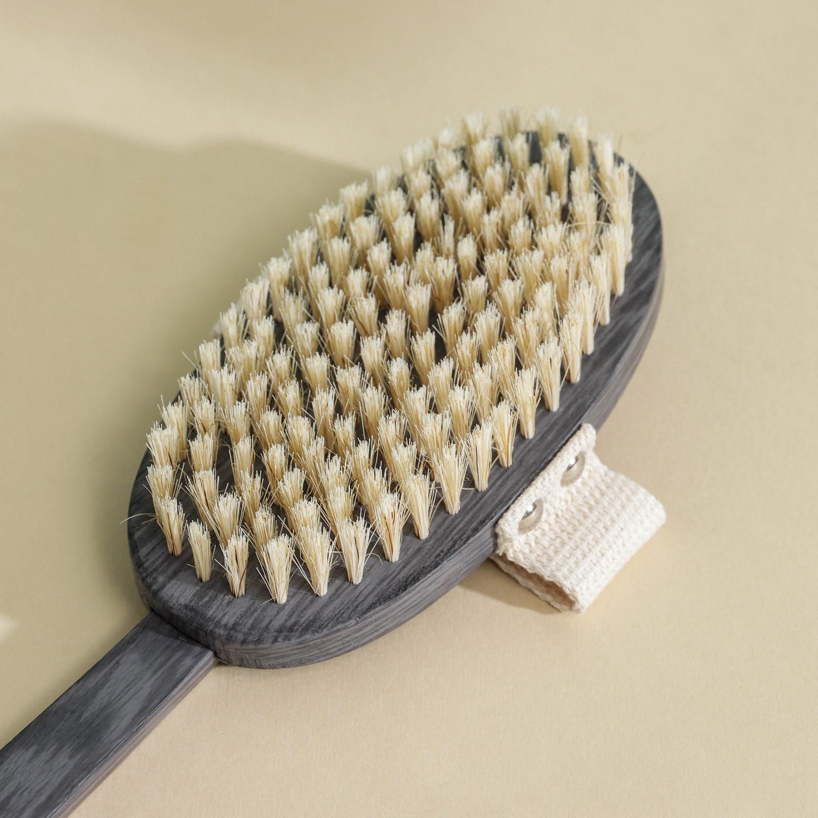 Щётка массажная для тела Доляна «Шоколадница», натуральная щетина, цвет серый