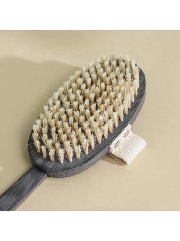 Щётка массажная для тела Доляна «Шоколадница», натуральная щетина, цвет серый