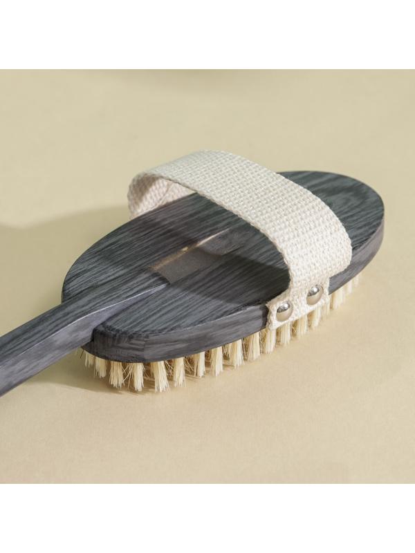 Щётка массажная для тела Доляна «Шоколадница», натуральная щетина, цвет серый