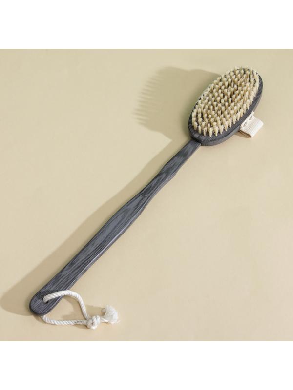 Щётка массажная для тела Доляна «Шоколадница», натуральная щетина, цвет серый