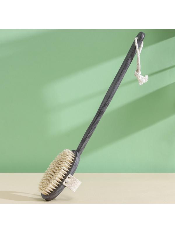 Щётка массажная для тела Доляна «Шоколадница», натуральная щетина, цвет серый