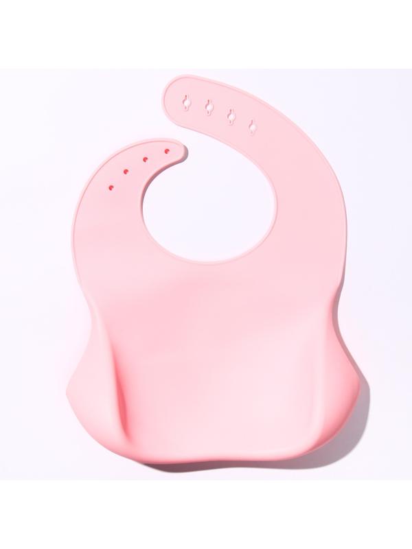 Нагрудник для кормления силиконовый с карманом, цвет розовый
