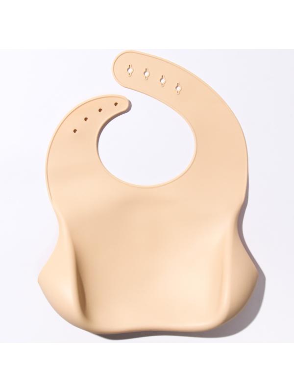 Нагрудник для кормления силиконовый с карманом, цвет бежевый