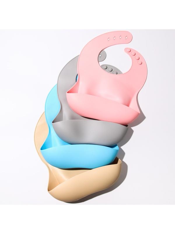 Нагрудник для кормления силиконовый с карманом, цвет голубой