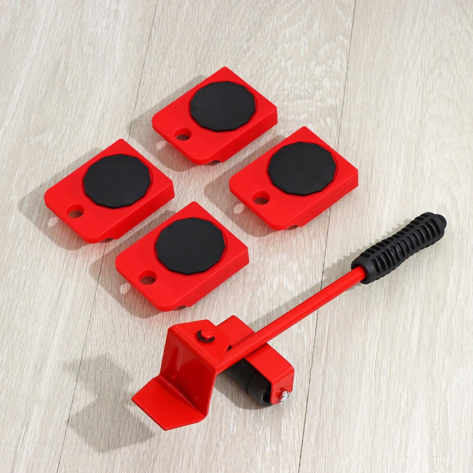 Набор для перемещения мебели: домкрат, платформы на колёсиках, цвет МИКС