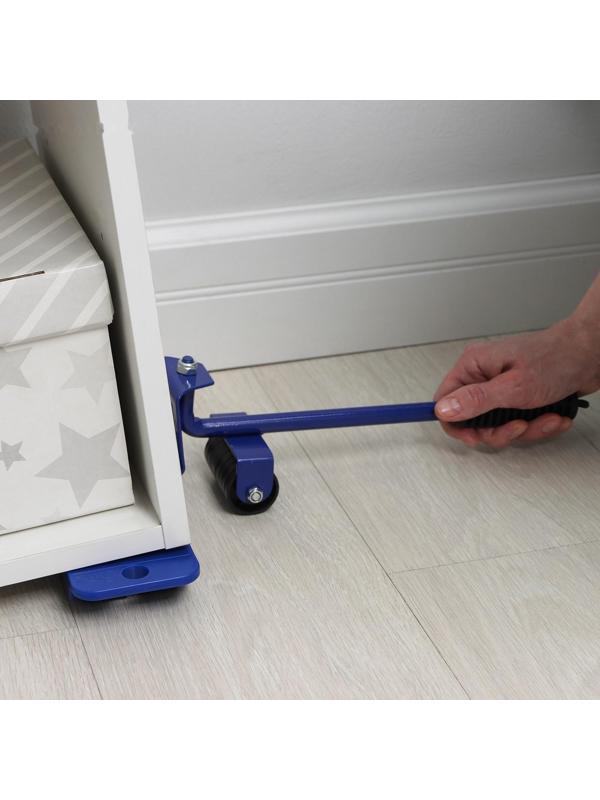 Набор для перемещения мебели: домкрат, платформы на колёсиках, цвет МИКС