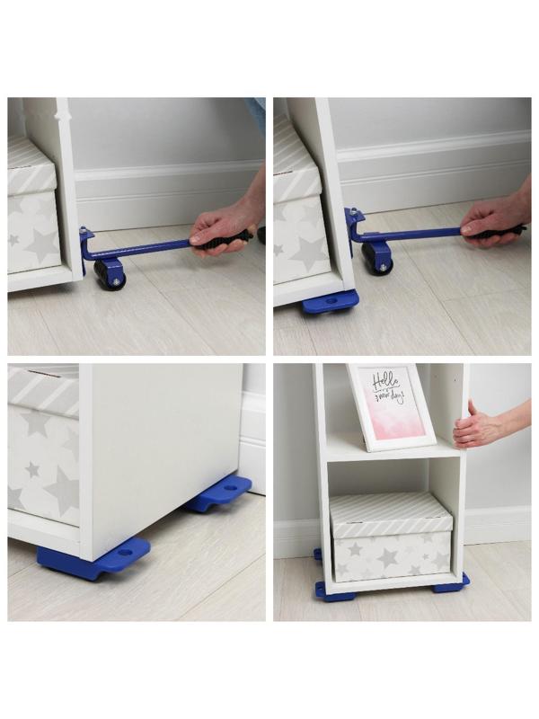 Набор для перемещения мебели: домкрат, платформы на колёсиках, цвет МИКС