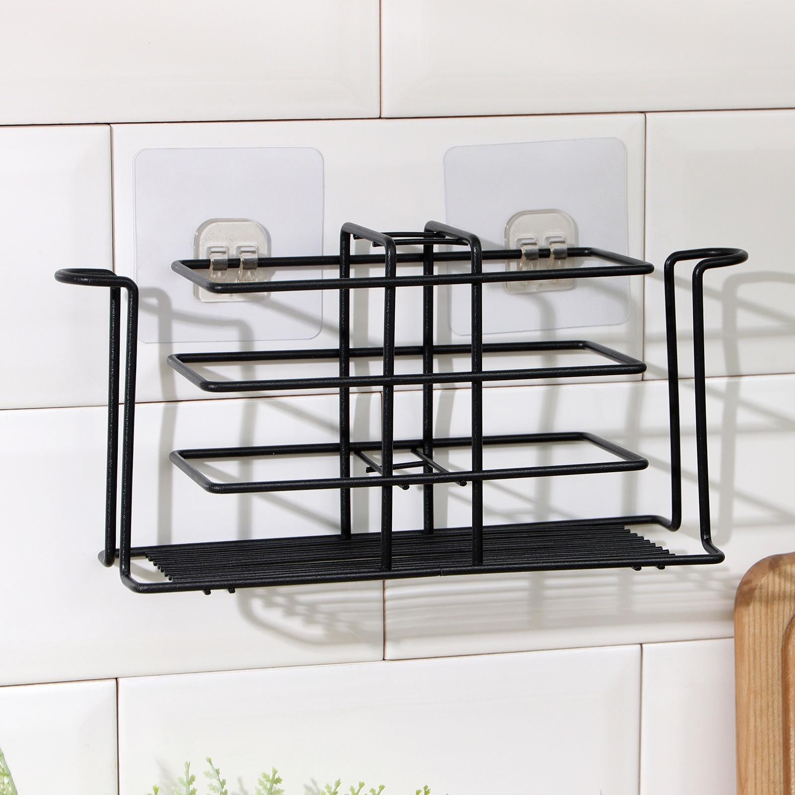 Подставка для столовых приборов Доляна, 26×7×12 см, цвет чёрный