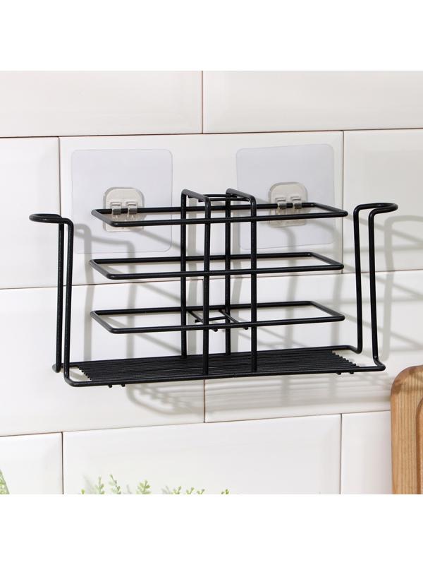 Подставка для столовых приборов Доляна, 26×7×12 см, цвет чёрный